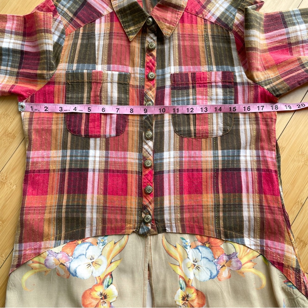 S O L D : Anthropologie Aratta Silent Journey Flannel Plaid Floral Dress - Picture 15 of 17